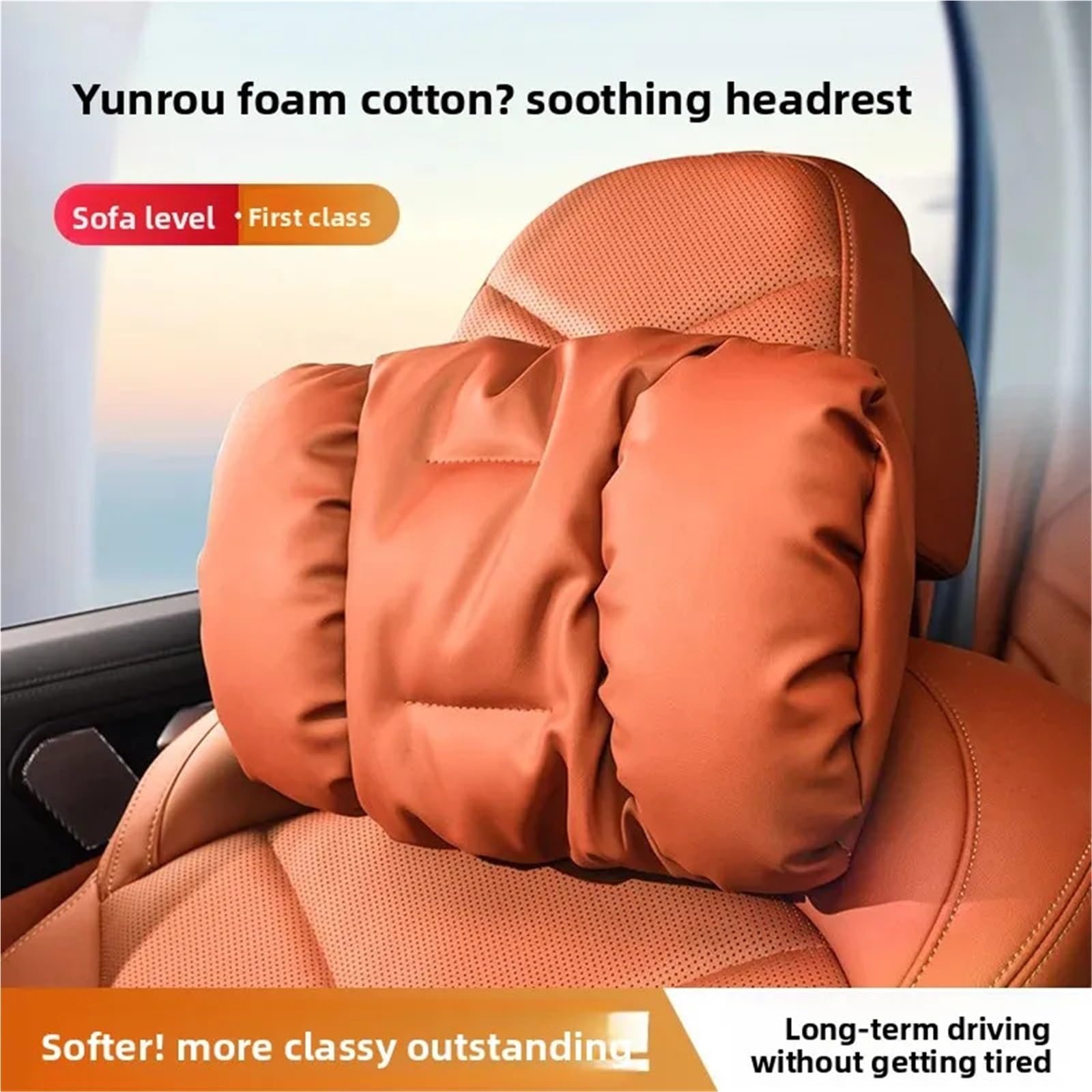 Car Pillow Driving Seat Cojín para el respaldo del cuello y reposacabezas del coche, resistente a las manchas, con sensación de montaje en el vehículo.(Headrest [Noble Black])