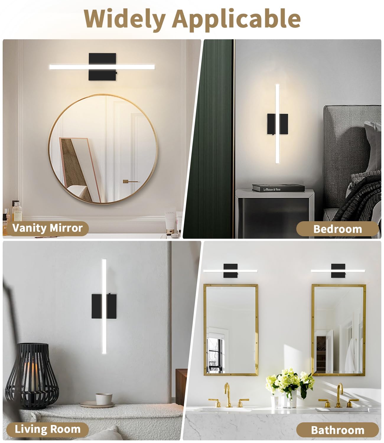 Lampe de Miroir Salle de Bain 40CM, LED 3000-6000K avec Interrupteur Température, Applique Murale Moderne avec Abat-Jour Acrylique, Économie d’Énergie Durable, Parfaite pour une Ambiance Chaleureuse