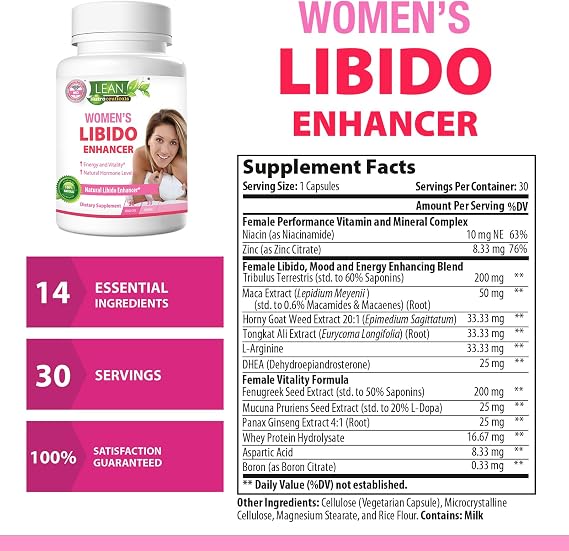 Libido Booster for Women, Maca Root Fenugreek Seed Horny Goat Weed Tongkat Ali Female Energy Enhancer, Hormone Harmony Balance Mood Support Menopause Panax Ginseng DHEA Supplement Pills, 30 Capsules