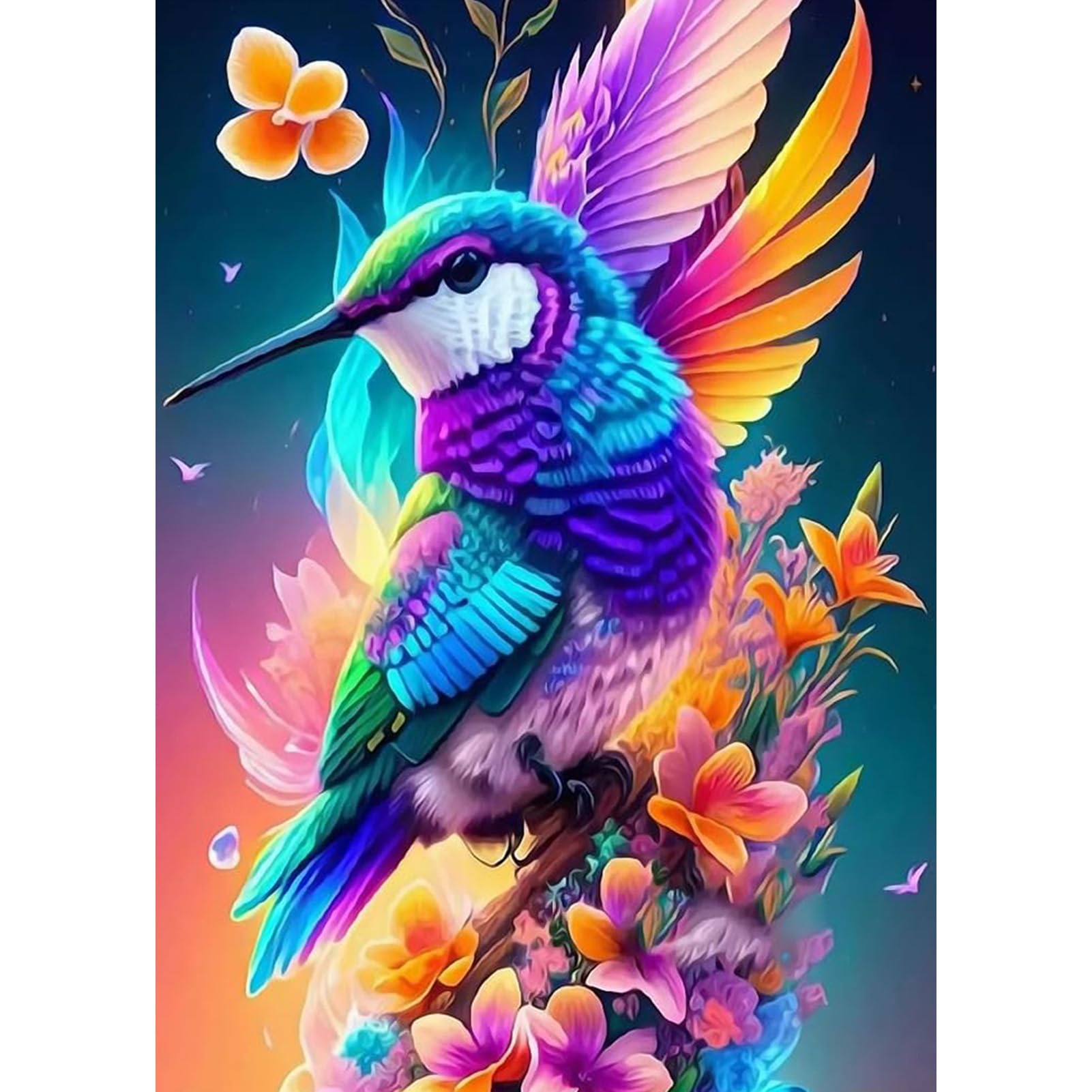 Instarry Diamond Painting 5D Fai Da Te - Kit Completo Con Tela Colibrì E Fiori, 120x40 Cm - Diamanti Rotondi, Extra Inclusi