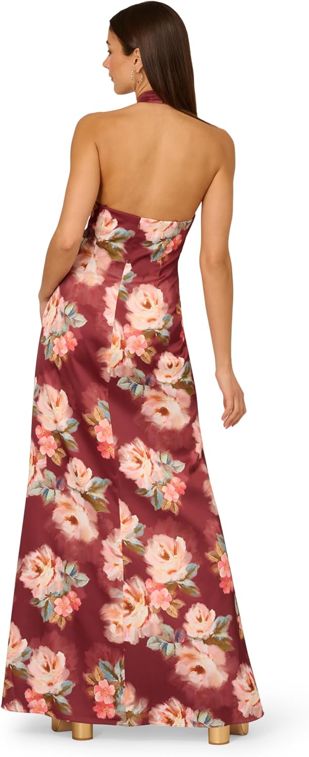 Adrianna Papell Women's Printed Satin Long Dress - Image 2