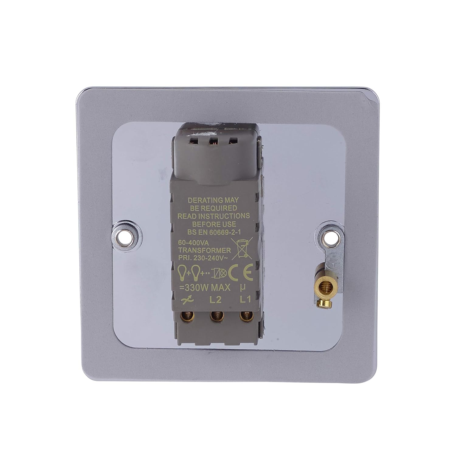 Schneider Electric Ultimate Flat Plate - Single 2 Way Dimmer Light Switch, Main & Low Voltage, 400W/VA, GU6212CPC, Polished Chrome - Image 5