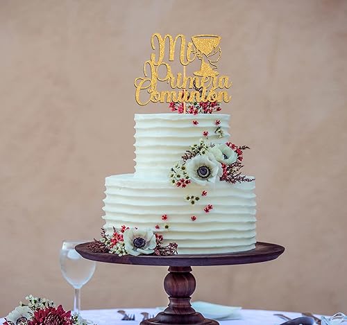 Miniatura 5 de Mi Primera - Decoración para tartas de comunión, decoración de pastel de primer bautismo de bebé español, primera comuniónDios bendigasuministros de