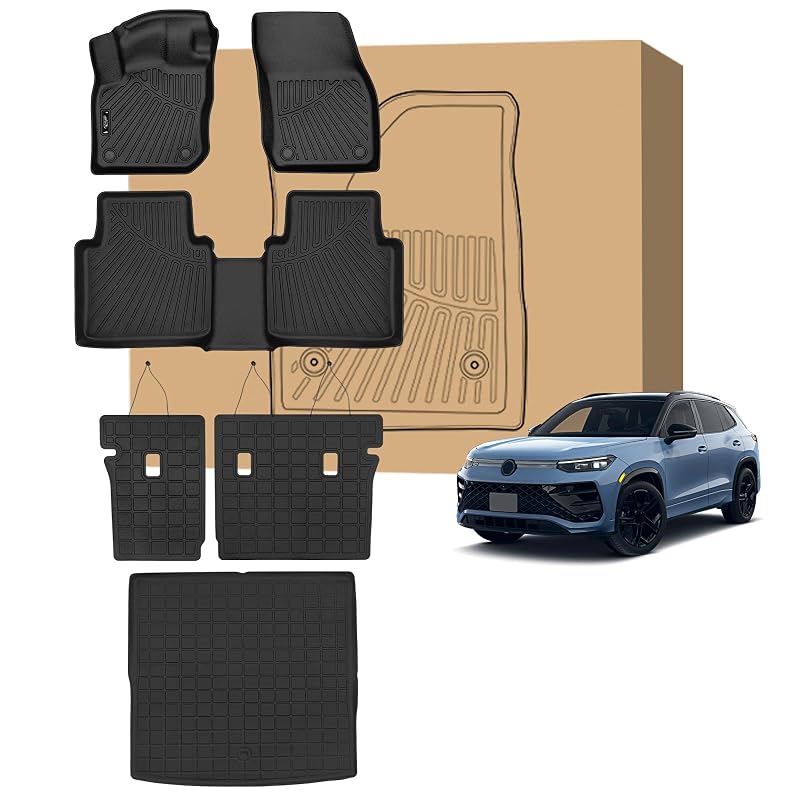 Tapetes automotivos Peleus compatíveis com Volkswagen Tiguan 2025 e 2026, TPE, kit com 6 peças