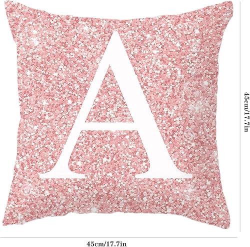 Miniatura 2 de Fundas de almohada con monograma de la letra B, decoración de Navidad, cojín de letras del alfabeto inglés, fundas de almohada rosas para sala de