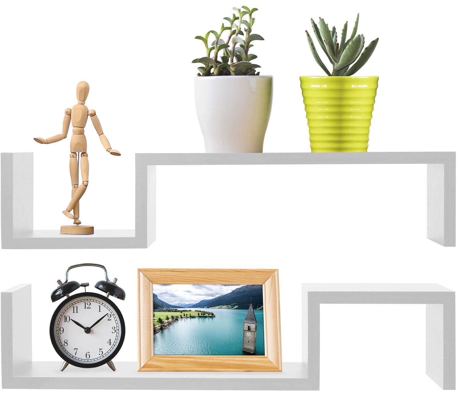 Greenco S Wall Mounted Floating Shelves White Finish, 2-Pack