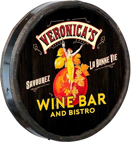 Vista 174 de THOUSAND OAKS BARREL CO. Personaliza el letrero de un cuarto de barril con cócteles de gato negro, barril de vino hecho de madera de roble de alta