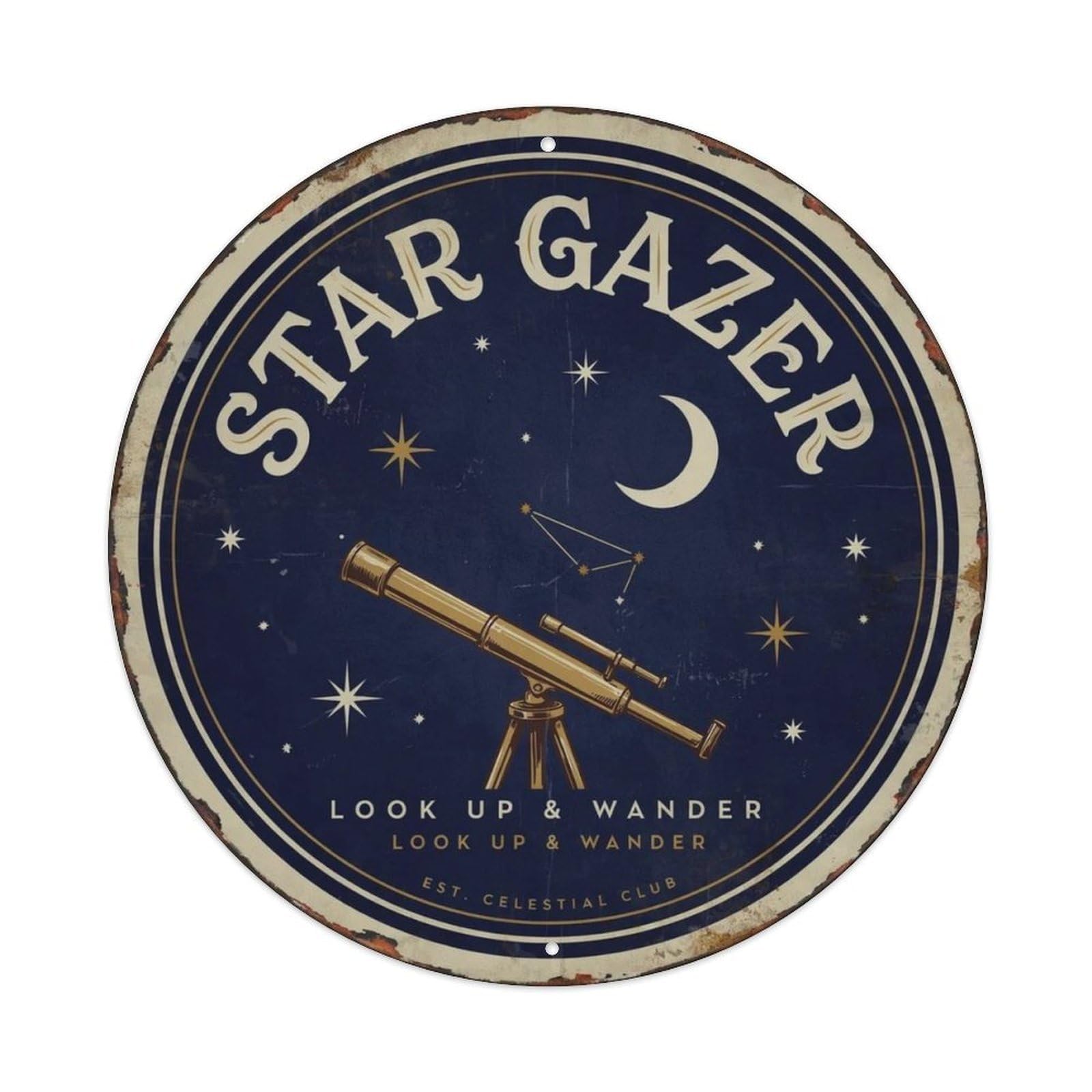 Star Gazer Metal Tin Sign Plaque