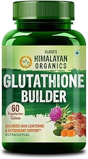 Vlado’s Himalayan Organics Glutathione Builder With Vitamin C,E,B6 & Curcumin,Antioxidant Support for Anti-Ageing,Youthful & Brightening Skin | Good For Men And Women - 60 Veg Tablets