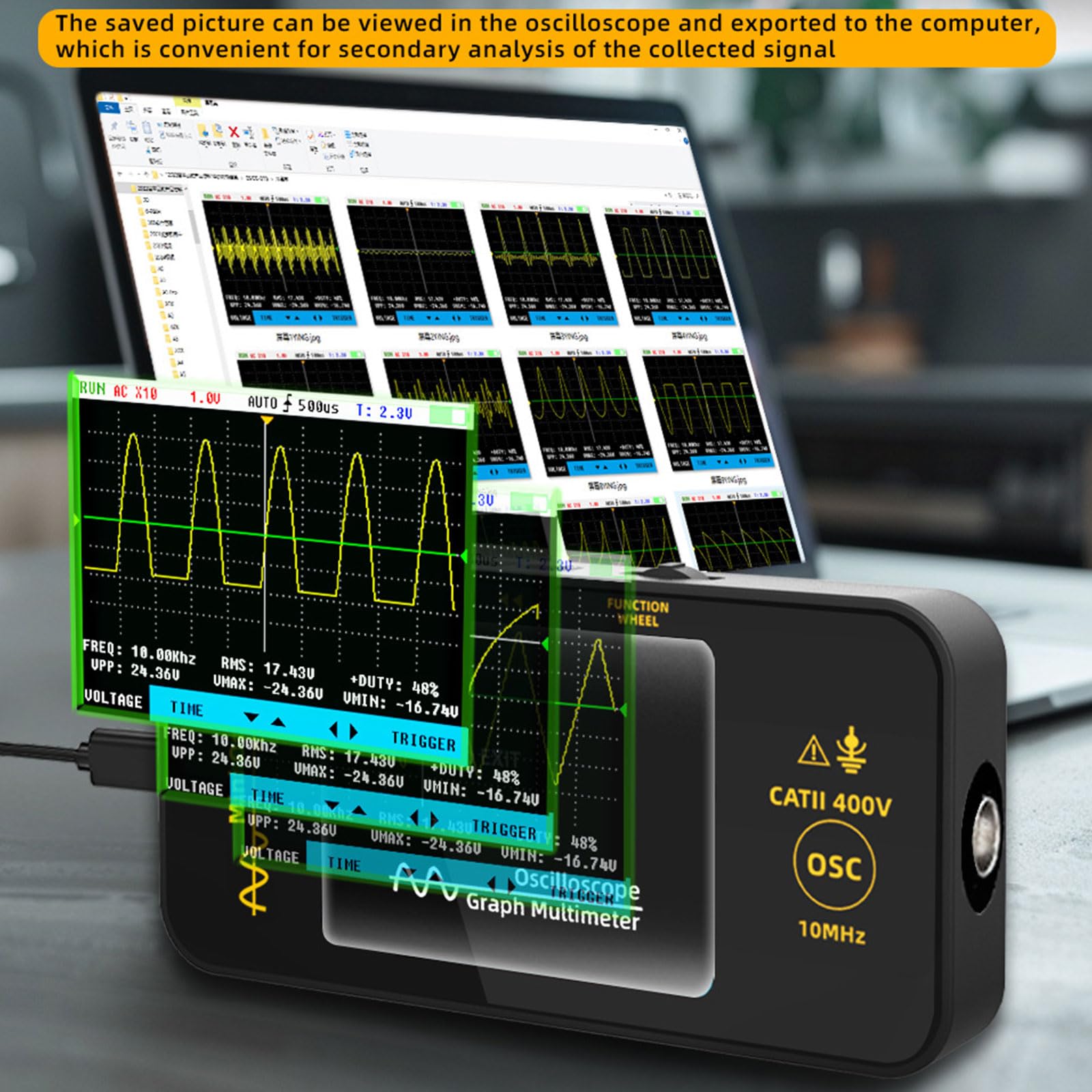 Oscilloscopio portatile digitale da 3,2 pollici con display a colori per analisi accurata dei segnali in varie applicazioni Oscilloscopio digitale