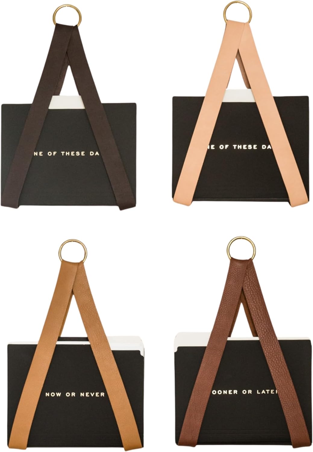 KEYAIIRA - Leather Hanging File Holder - File Storage Organizer Wall Hung Magazine Rack File Holder for Wall Organization Office Decor Storage Strap Mail Wall Mount, Vinyl Record, Media Storage