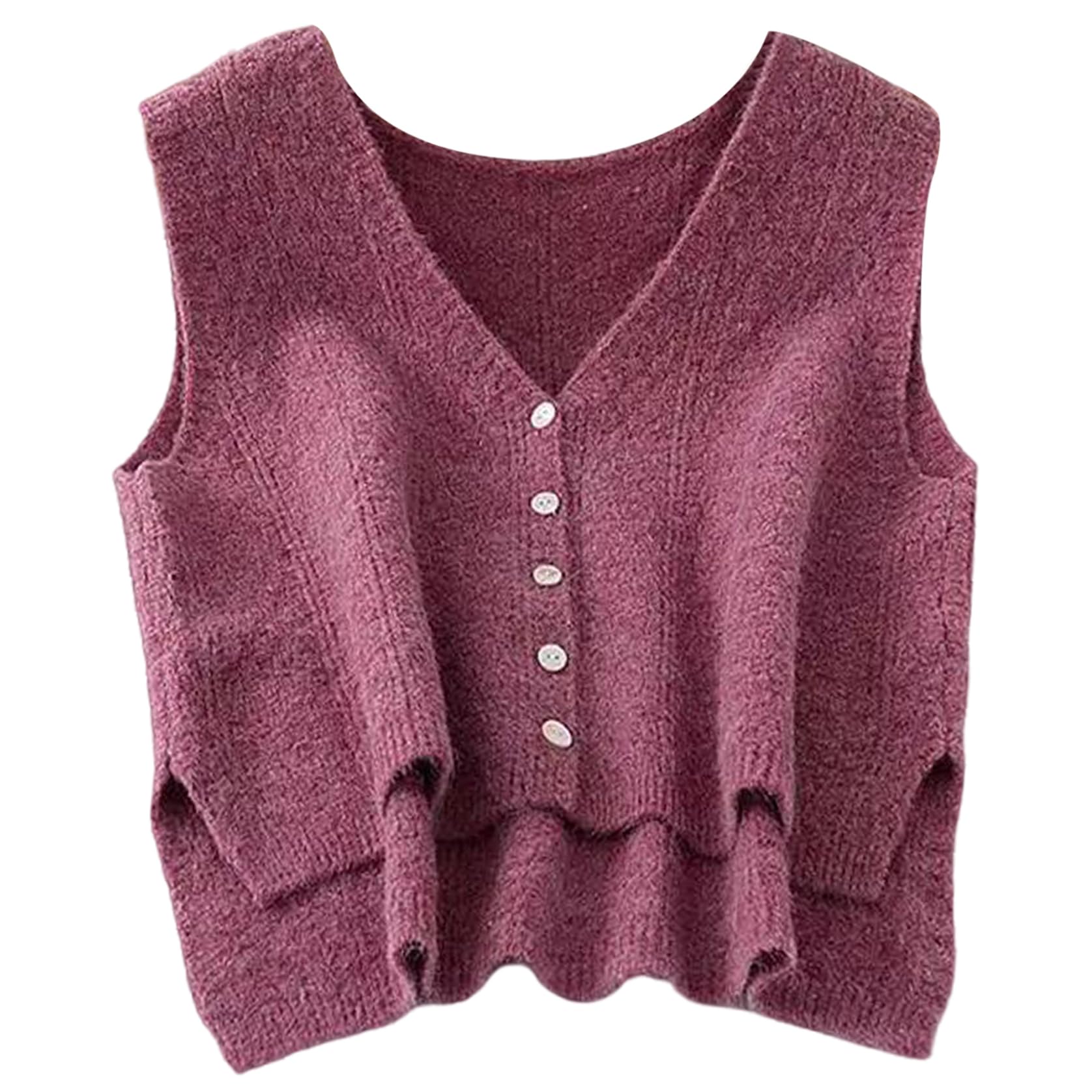 Chaleco de punto para mujer con cuello en V de elastano suave 6