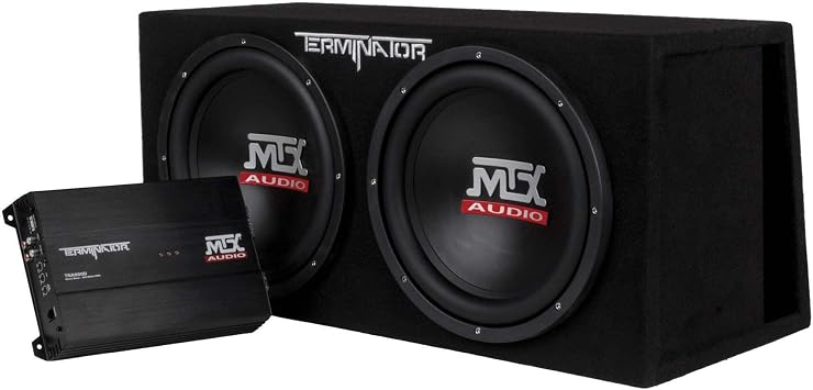 MTX TNP212DV 12 Inch 2000 Watt Dual Loaded Subwoofer Enclosure with Amplifier and MWA040 External Bass Control Knob Accessory