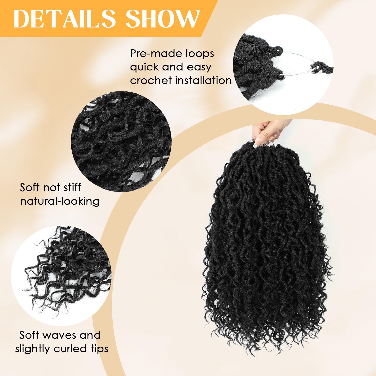 Callia Faux Locs Crochet Hair 18 Inch Goddess Locs Crochet Hair for Black Women 8 Packs PreLooped Crochet Locs with Curly Ends 1B