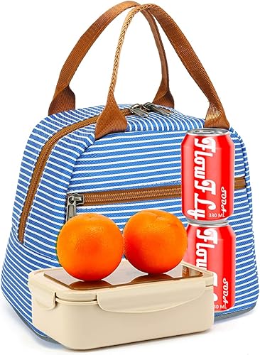 Miniatura 7 de FlowFly Bolsa tote de almuerzo con asas, aislada, conserva el frío, para mujeres y hombres, Royal