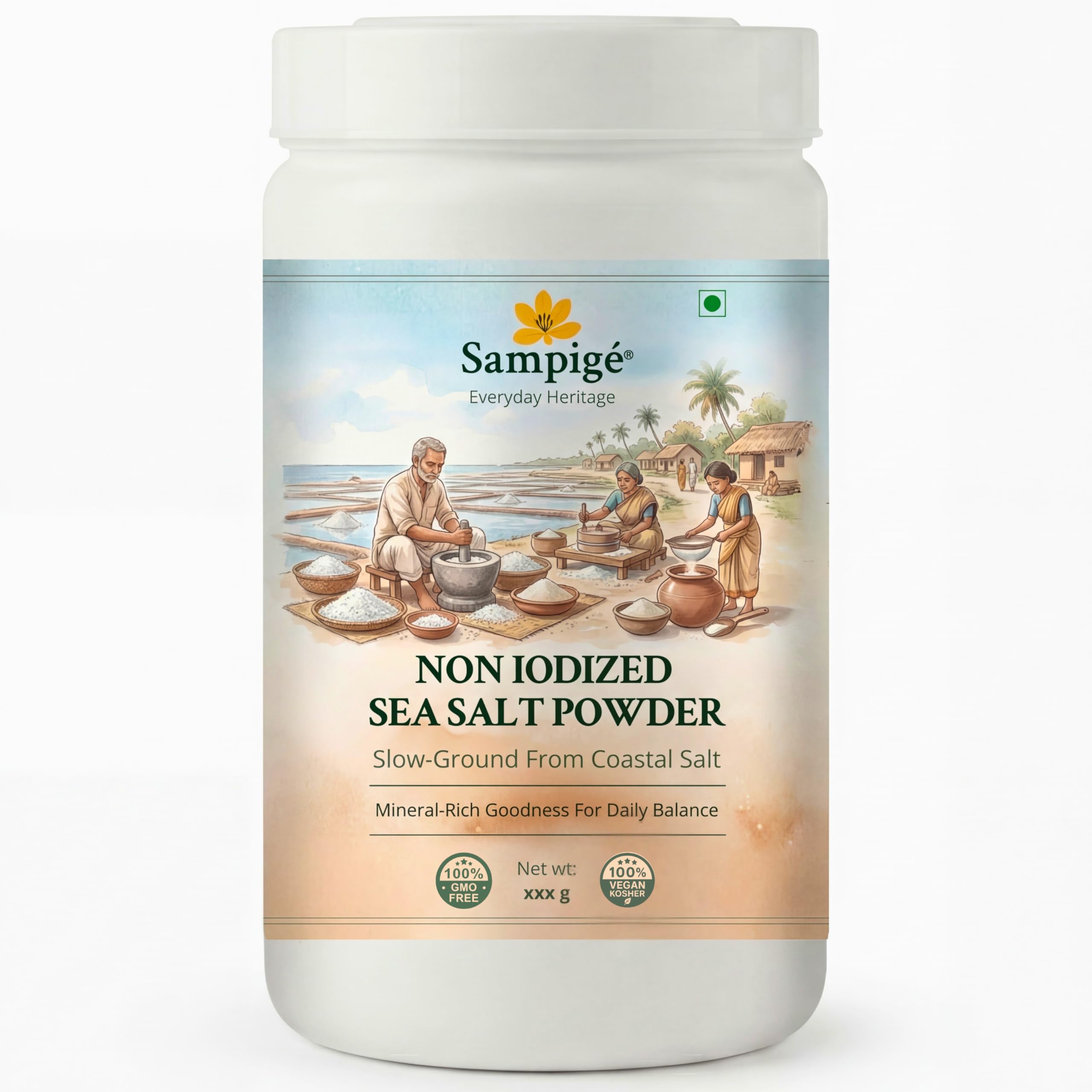Sampige Non-Iodized Sea Salt Powder (900 g) | Chemical-Free Iodine