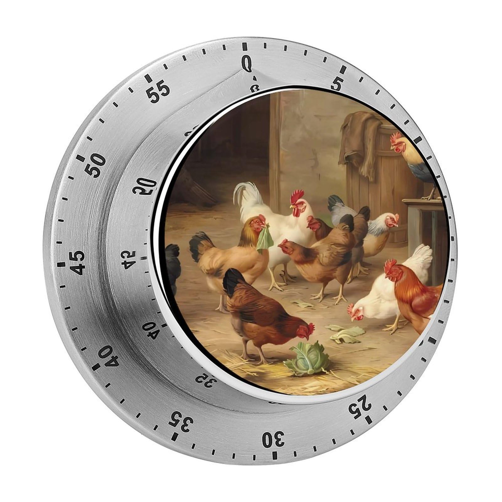 Farm Chickens Timer,Waterproof Loud Mechanical Timers No Ticking Metal Casing Magnetic Countdown Clock for Cooking Indoor Outdoor Sports