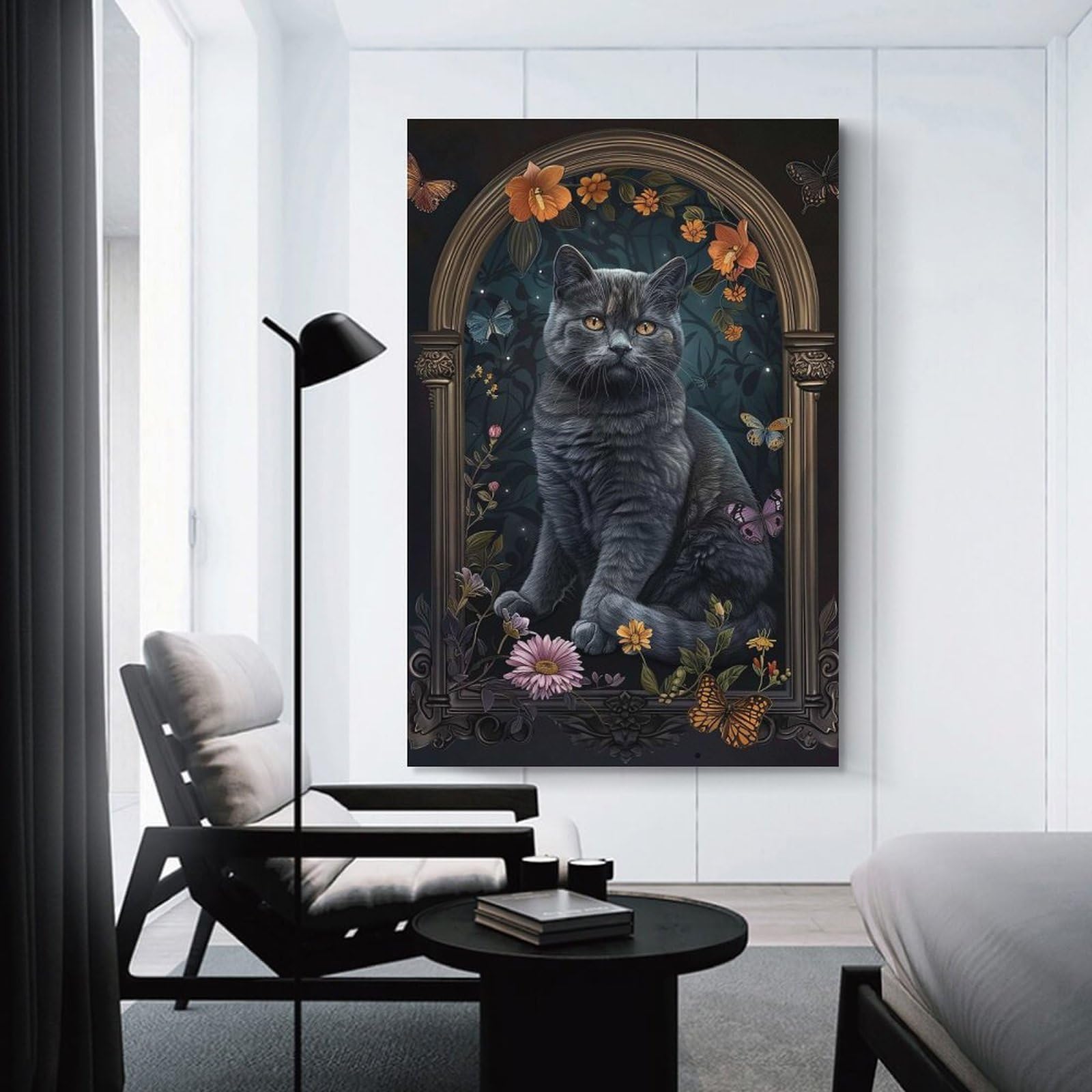 Junmoney Wall Decor Canvas Print Japanese Bobtail, 20x30inch(50x75cm), for Study, Office Or Focused Interiors, Wall Art That Adds Style to Work Areas