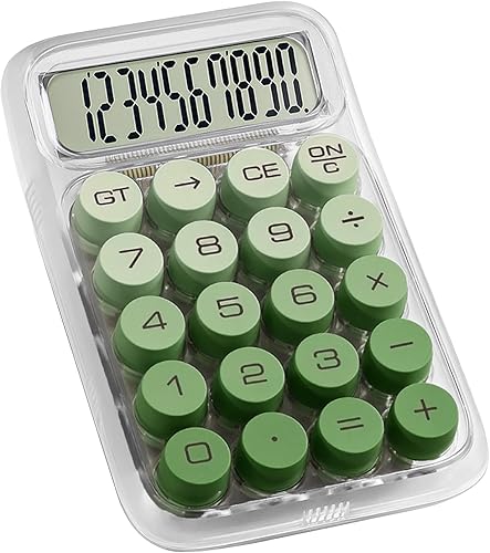 Calculadora de interruptor mecánico con pantalla LCD grande de 10 dígitos, bonita calculadora básica con almohadilla antideslizante de botón grande,
