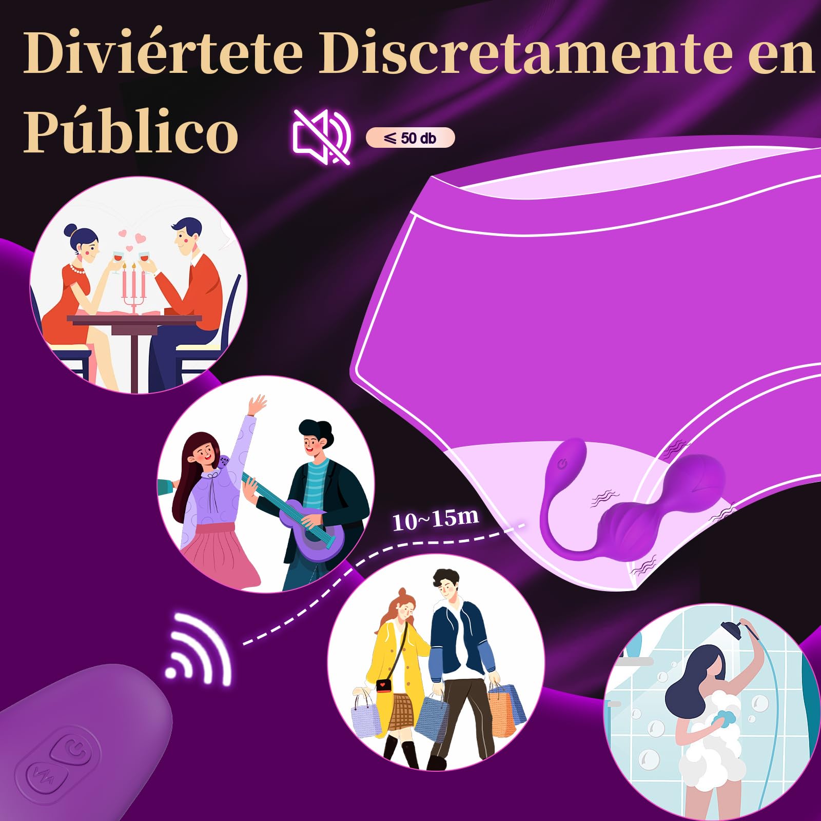 Vibradorador Mujer Juguetes Eróticos para Pareja Sexuales Vibrador Mando Distancia 9 Modos Vibradores Consoladores.. para Mujer con Vibración Vibradorador Clítoris Control Remoto APP Bolas Chinas(Uva)