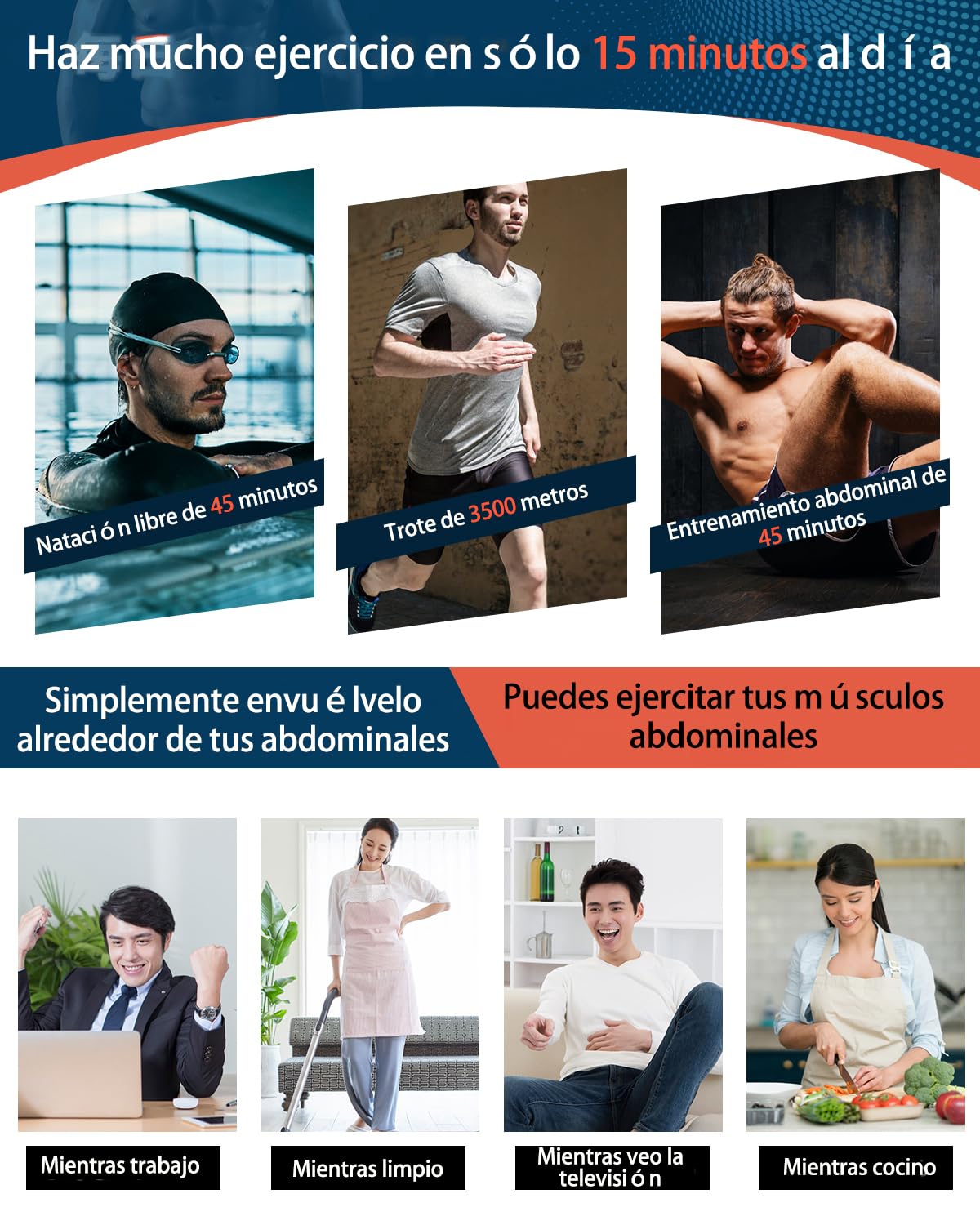 Electroestimulador Abdominal -EMS Cinturón de Entrenamiento para Hombres Y Mujeres 8 Modos Y 30 Intensidades Estimulador Muscular Abdominal para Casa Oficina Y Gimnasio