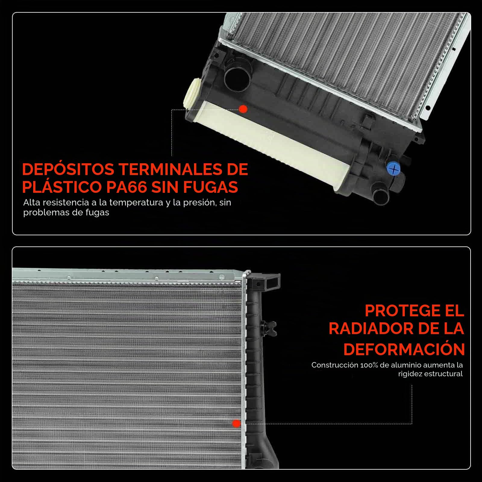 Frankberg Radiador enfriador de agua enfriador de motor transmisión | Compatible con: Serie 3 Compact E36, Serie 3 Touring E36, Serie 3 E36, Serie 3 Convertible E36, Serie 3 Coupé E36