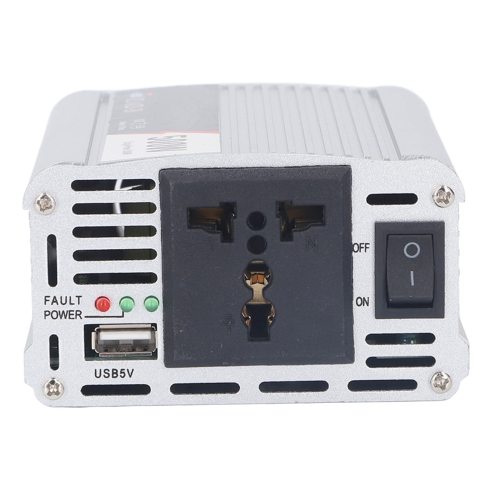 Fabater Inversor de Corriente para Automóvil, Inversor de Corriente de Onda Sinusoidal Corregida de Pico Continuo de 500 W, Convertidor de CC a CA con Toma de CA Universal y Salida USB de 5 V para