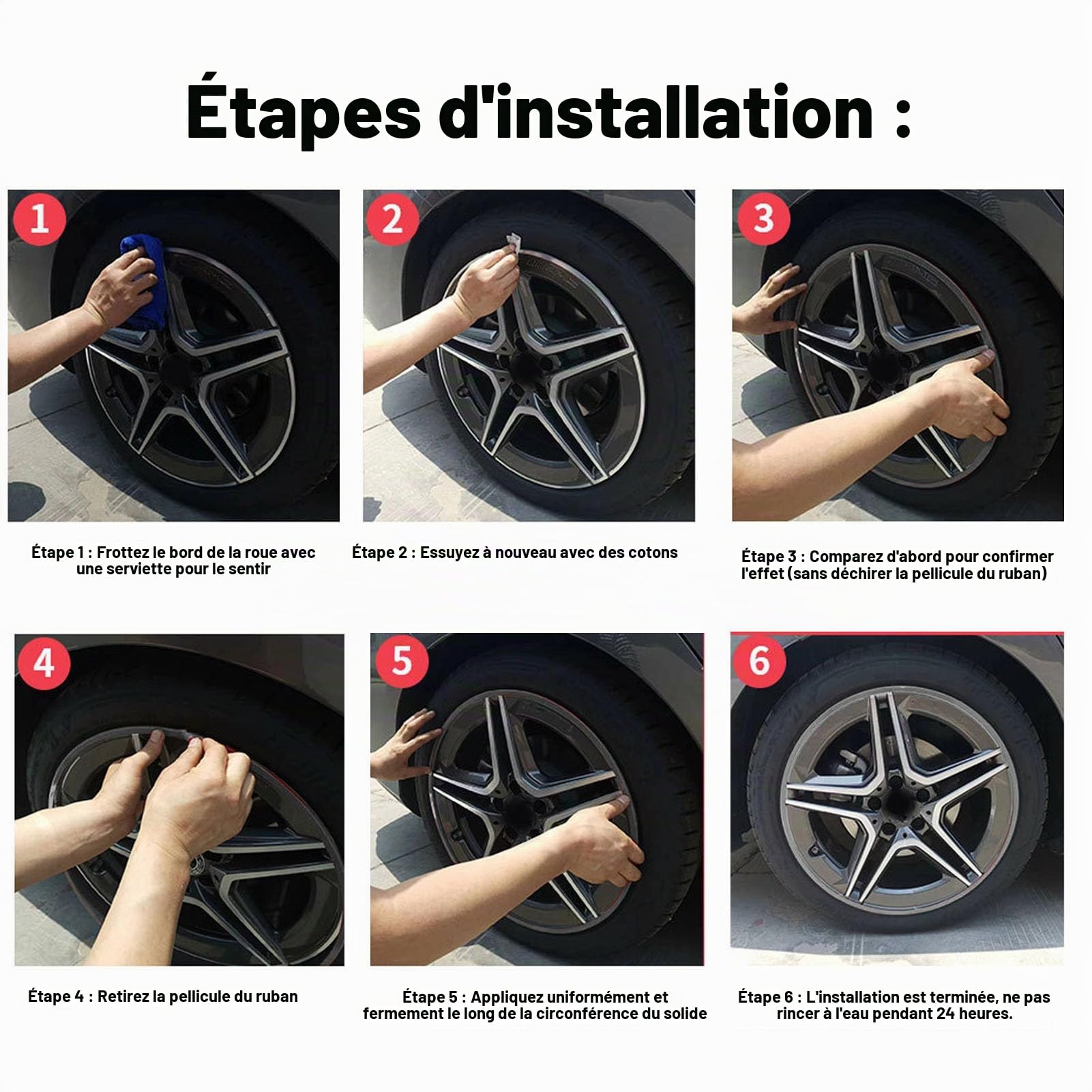 Akozon Le Protecteur de Jante en Alliage D'aluminium Assure Une Protection à 360 Degrés pour Les Jantes de Voiture, Moyeu Universel Rouge de 18 Pouces.