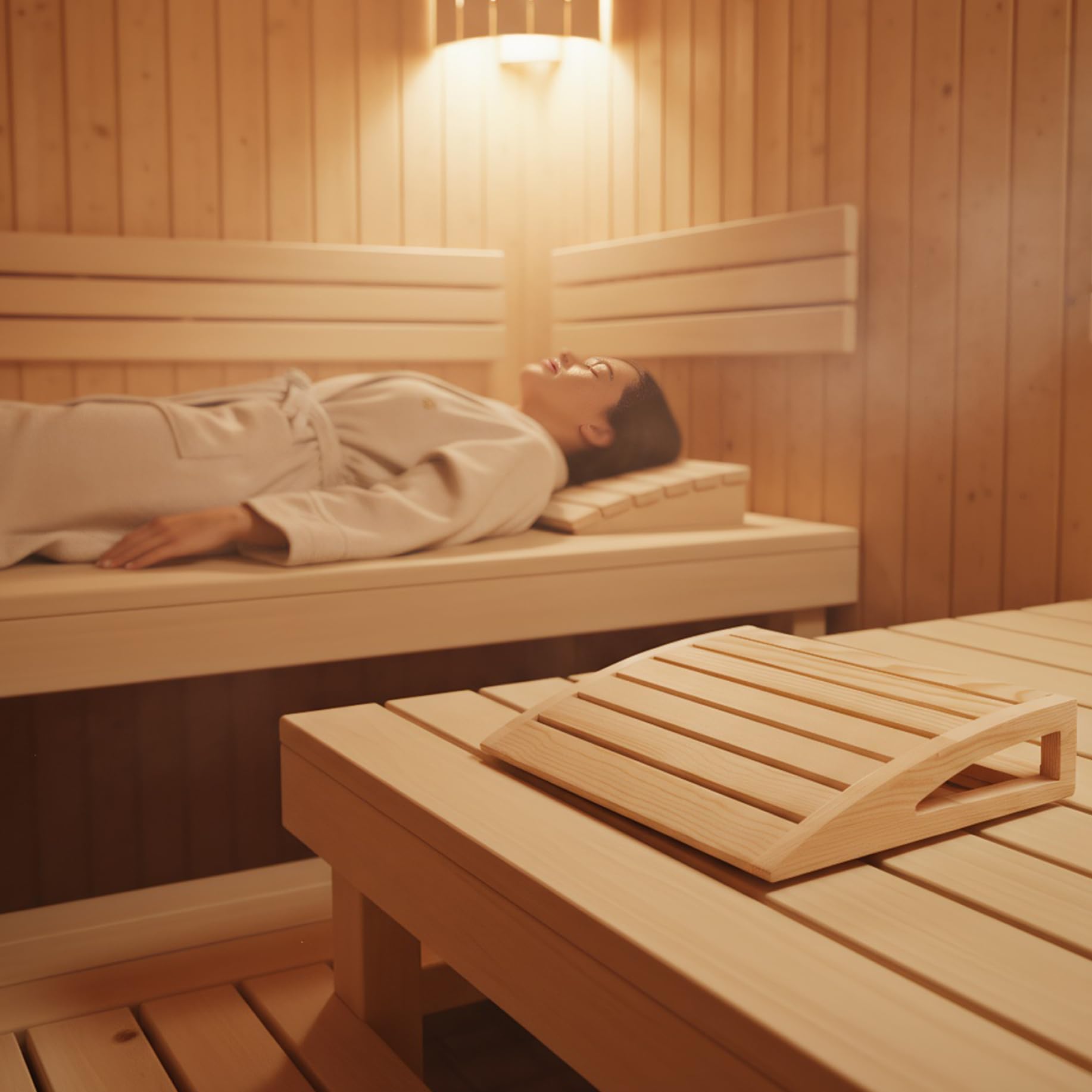 Appui-tête de sauna, oreiller ergonomique en bois pour détente, spa rustique et accessoires