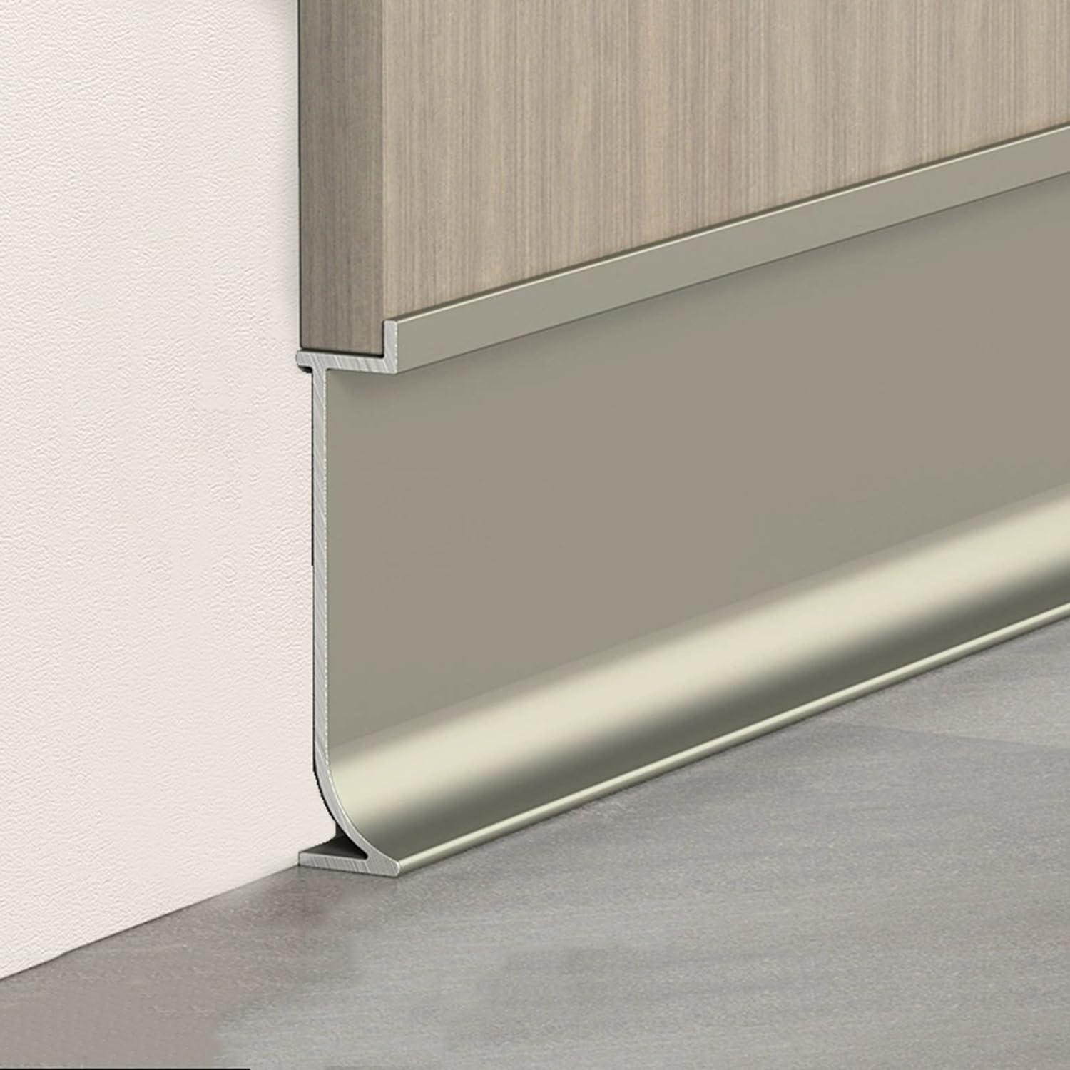 Sockelleiste aus Verbundwerkstoff, 1 m, gebogenes Metallprofil für Schlafzimmer, Küche und Esszimmer, 2 cm, 5 Stück