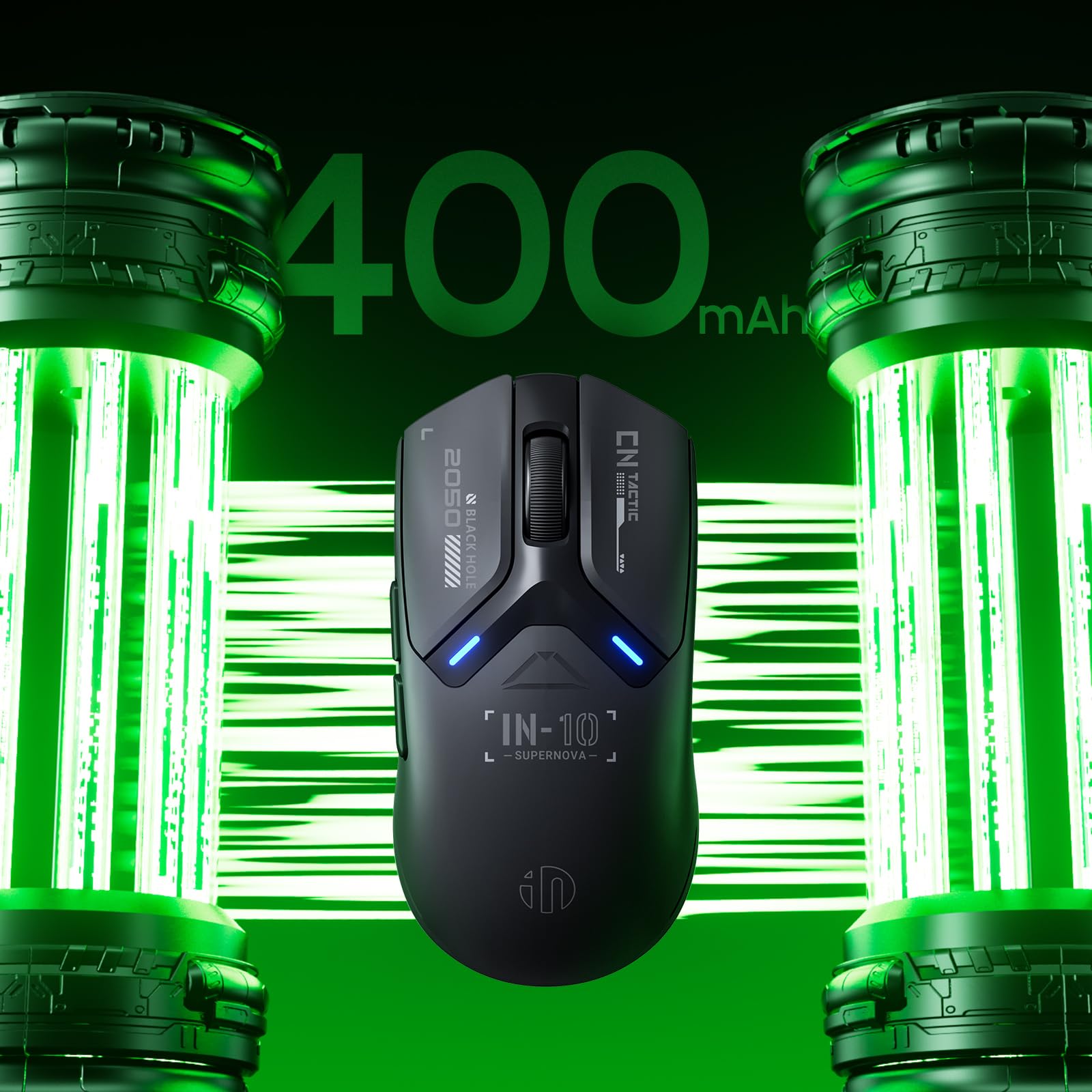 INPHIC IN10P - Mouse da gioco wireless superleggero, sensore 25K, 26.000 DPI, 5 pulsanti programmabili (IN10P-F)