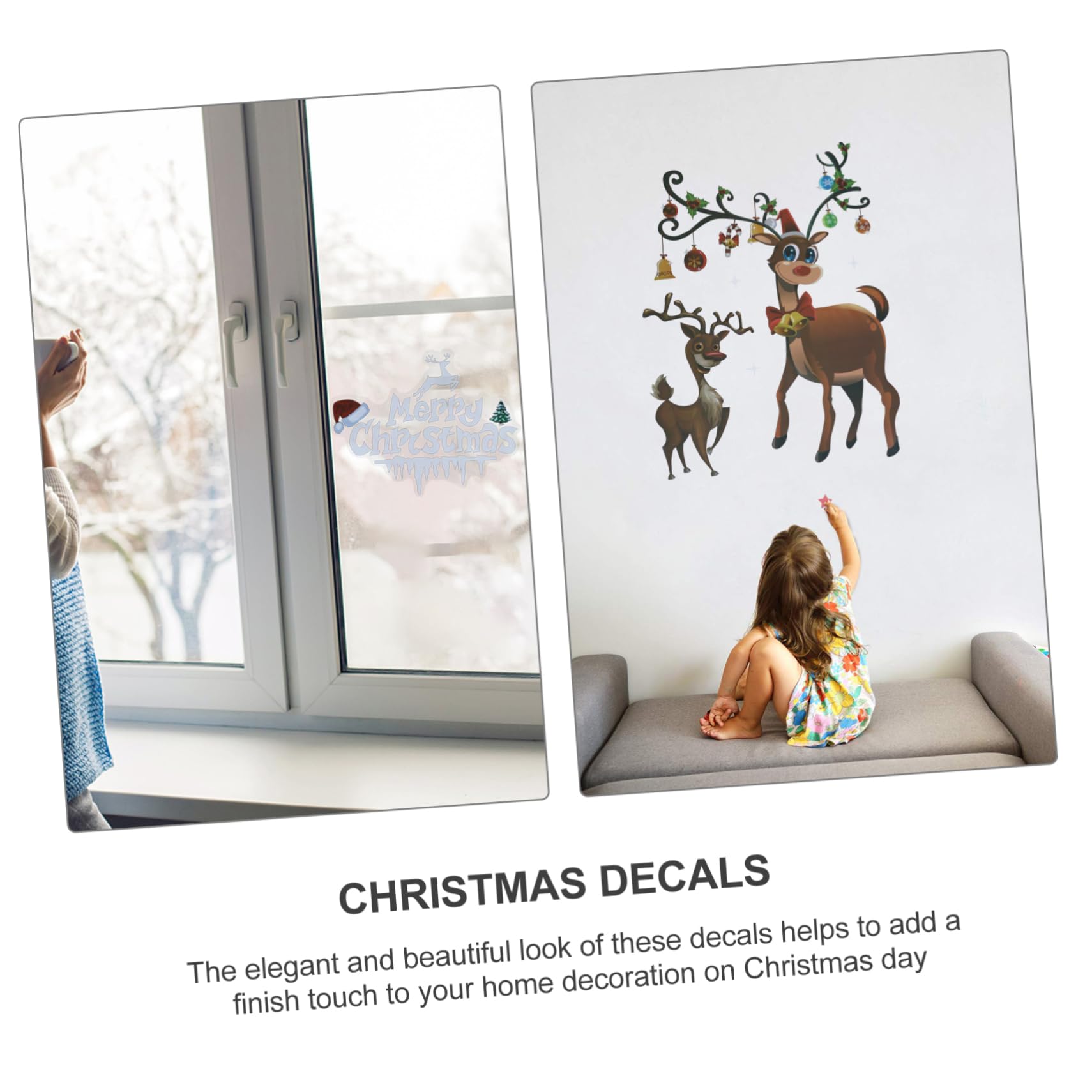 TOPBATHY 2 Juegos Adhesivos Decorativos de Ventana de y Árbol de Navidad Set de Decoración Festiva Hogar y