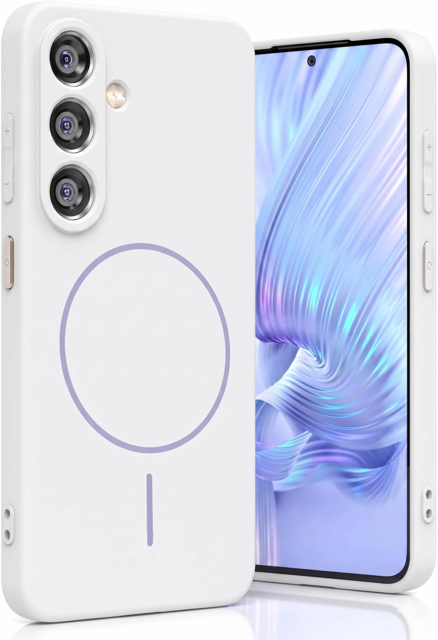 DIZORO Microfiber Candy Case Compatible with Samsung S26 5G Smooth Touch Cushion Liquid Soft Silicone Gel Rubber Phone Cases Non-Slip Full Body Protective Shockproof Back Cover - White-image-42