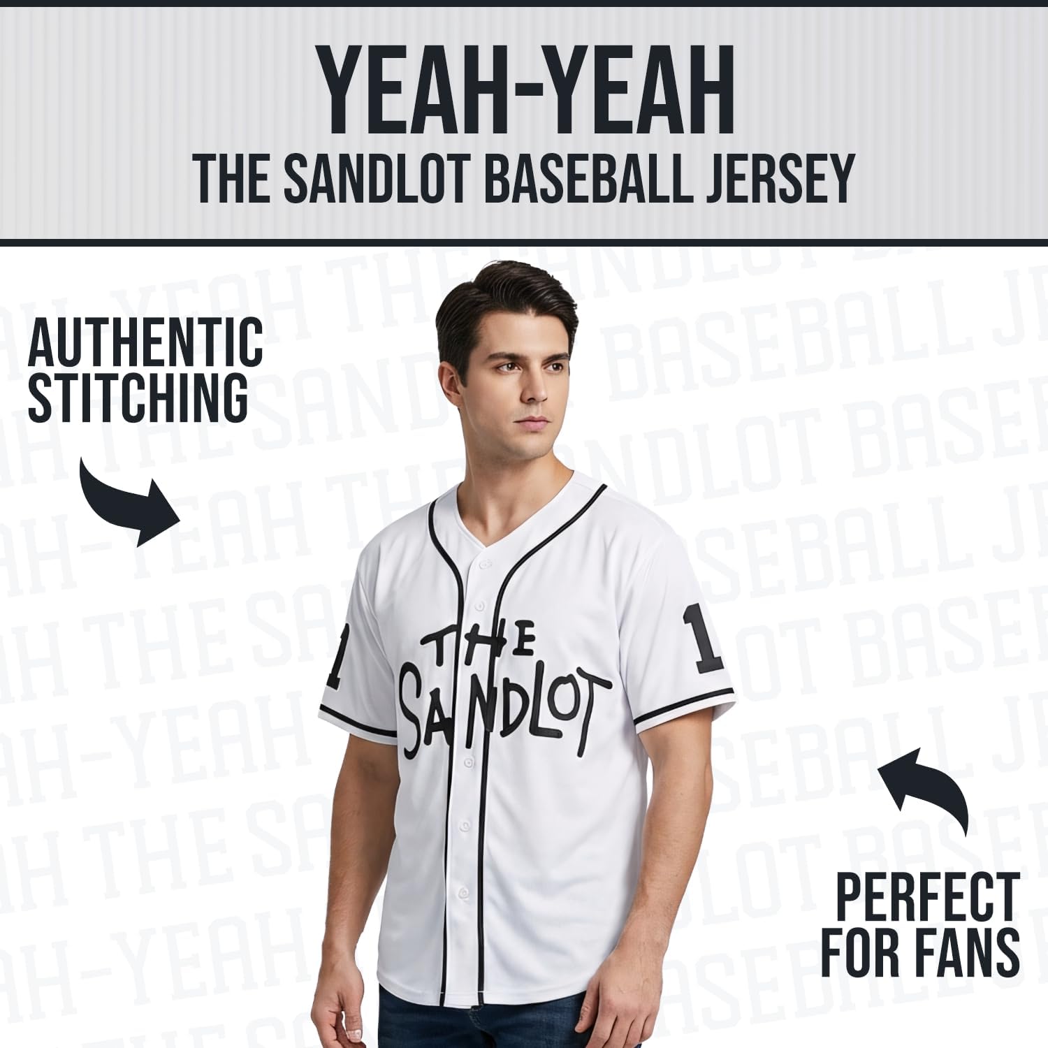 The Sandlot Baseball Jersey, Yeah-Yeah #11 Button Down Short Sleeve,90s Classic Men Legend Stitches Jersey S-5XL - Image 2