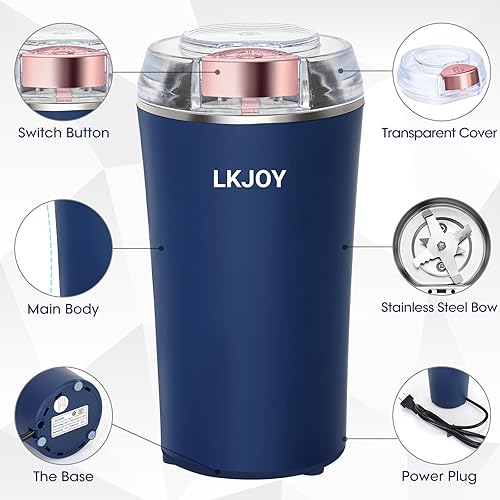 Miniatura 5 de Molinillo eléctrico de hierbas de 200 W, potente procesador de alimentos para granos de café, especias, granos, nueces, molino de café expreso