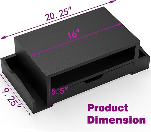 Miniatura 6 de Simple Trending Soporte para monitor y organizador de escritorio para computadora con cajón ajustable, madera..
