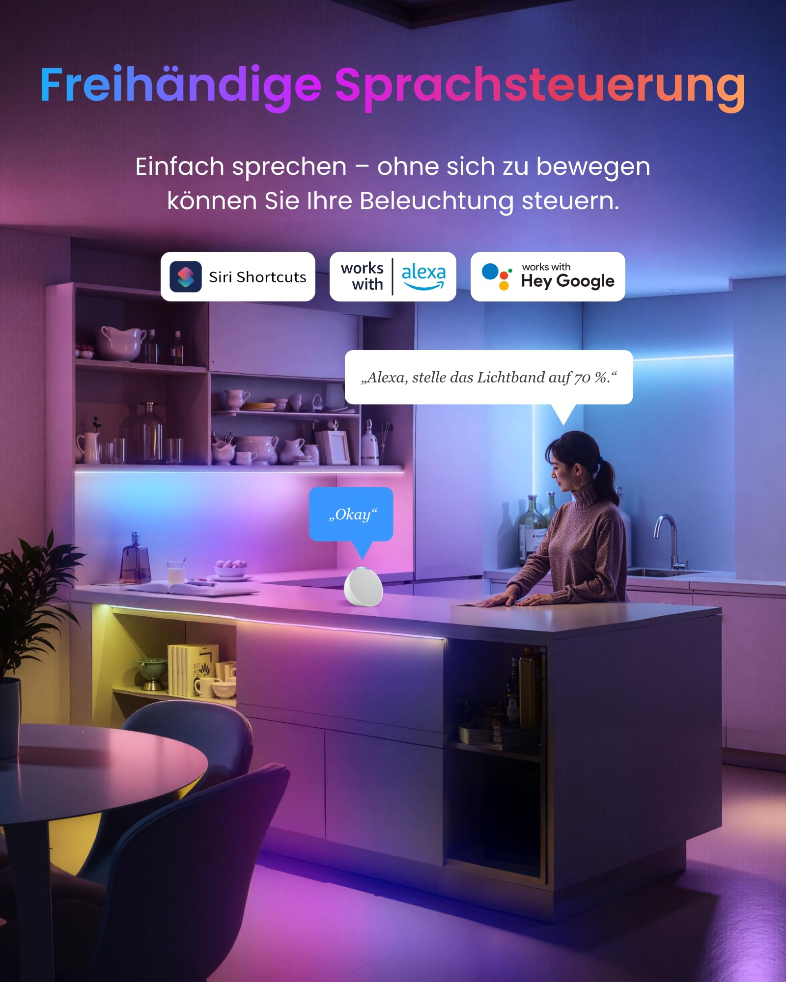 SwitchBot RGBICWW taśma LED 5 m, 72 diody LED / m Matter, kompatybilna z Apple Home, Alexa, Google Home, sterowanie aplikacją, 16 milionów kolorów, tryb muzyczny, LED, do sypialni, telewizora