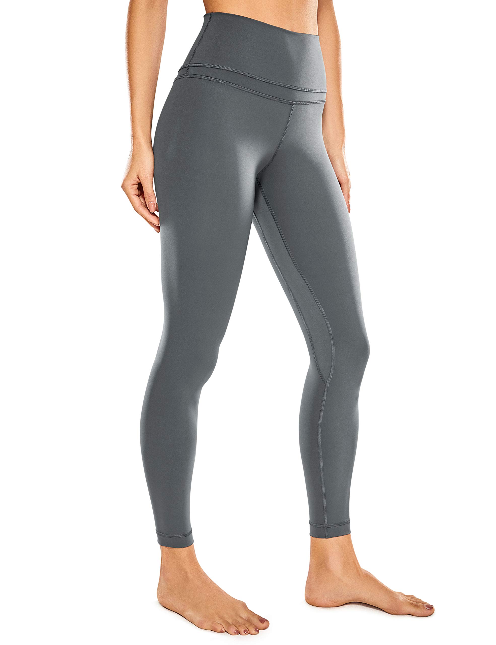 CRZ YOGA Naked Feeling Workout Leggings 25'' - High Waist Yoga Training Tight Womens Pants Dark Carbon Gray Medium