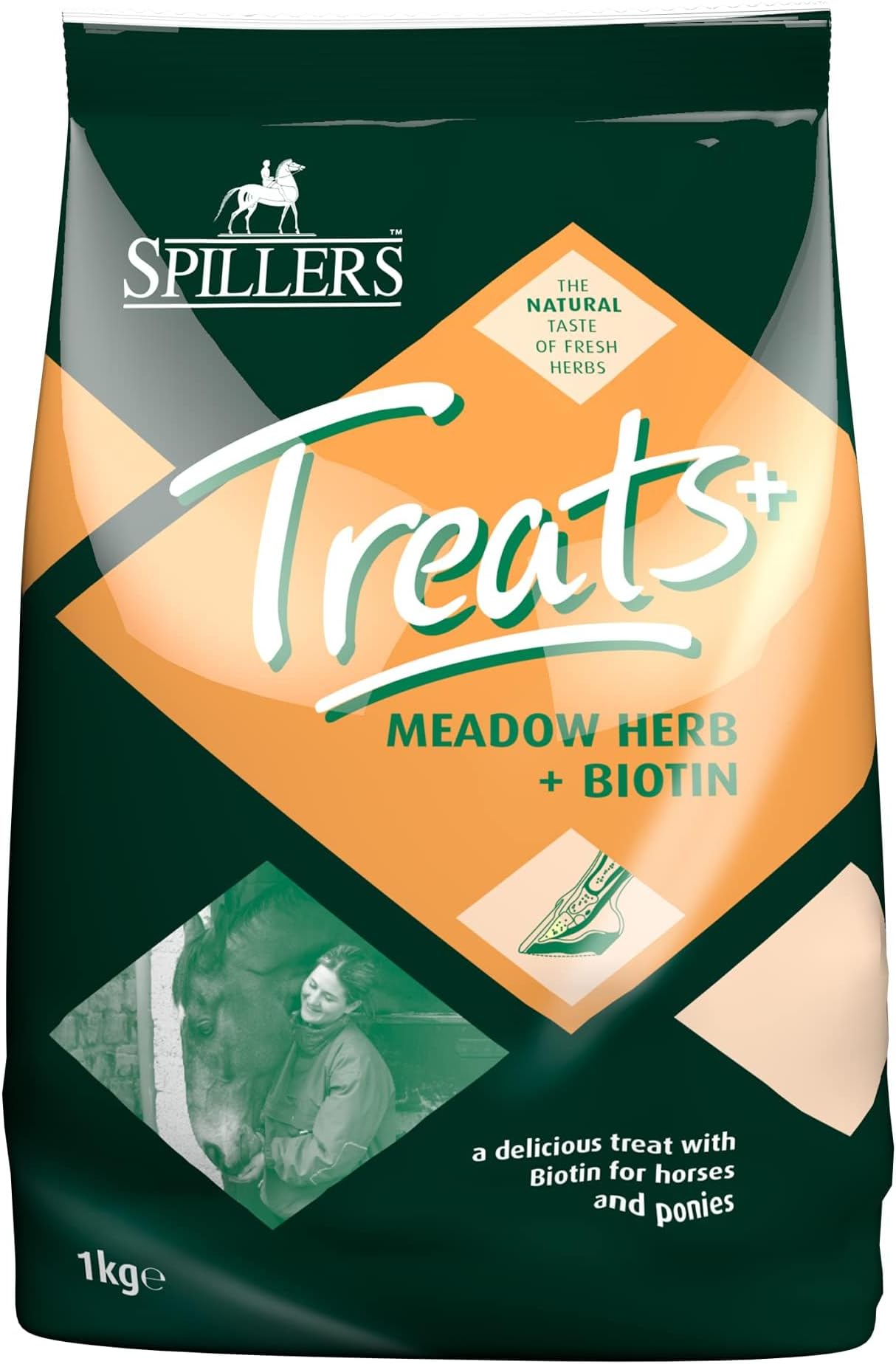SPILLERS Meadow Herb & Biotin Horse Treats 1kg - Delicious Treat to Reward Horses and Ponies - Fresh Herbal Flavoured with Added Biotin for Hoof Health