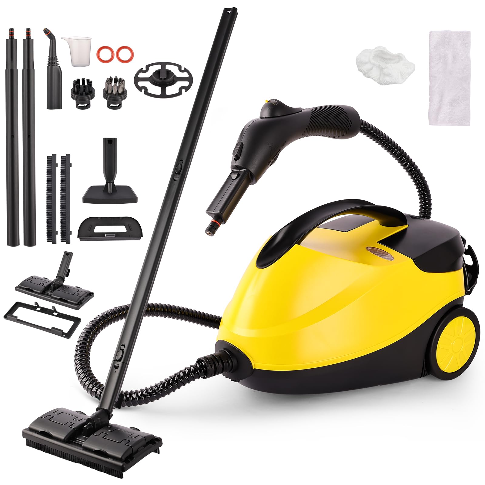 Vaporeta Limpieza Hogar 2000 W,Limpiador a Vapor con 1600ML Agua,4 Bar | 16 Accesorios,2.7m Alimentación,Elimina la Suciedad y la Grasa de Suelos, Muebles Tapizados y Superficies de Baño