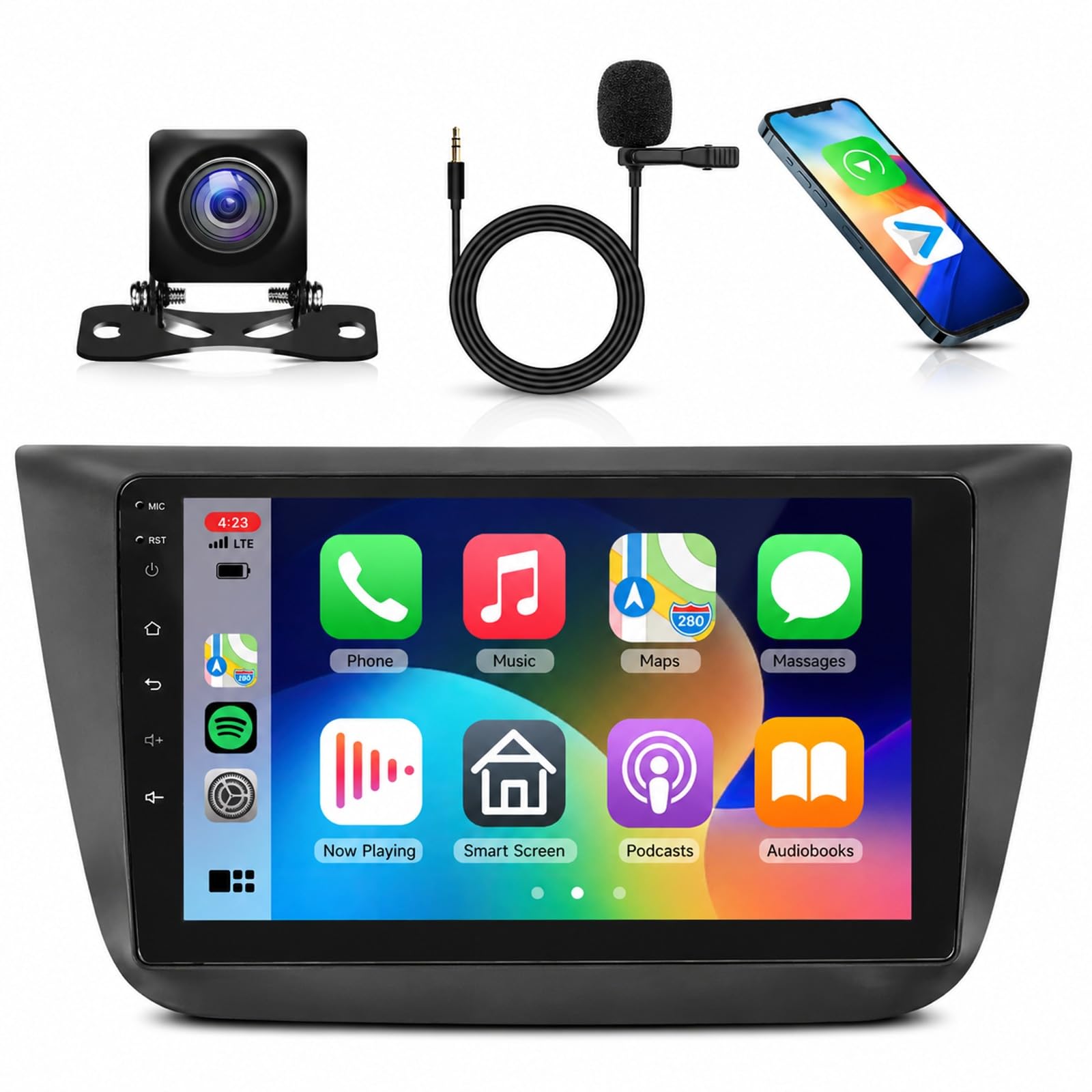 2GB 64GB Android Autoradio per Seat Altea 2004-2015/Toledo 2004-2009 Radio Wireless Carplay Android Auto, Hodozzy 9 Pollici Touch Screen Navigazione GPS, WiFi Bluetooth, FM RDS 2 Din Mit Retrocamera