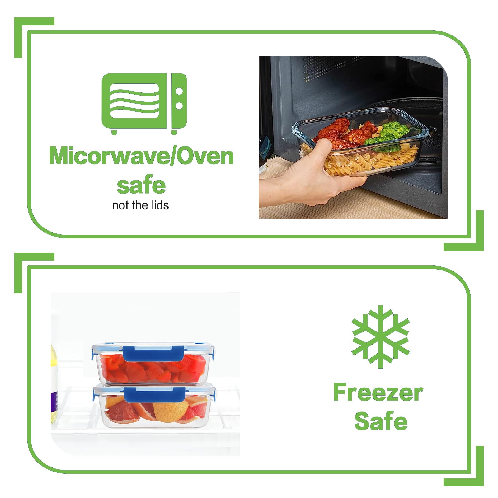 Confezione da 10 contenitori in vetro borosilicato per la preparazione dei pasti con coperchio di bloccaggio, set di contenitori ermetici per il pranzo, senza BPA e a prova di perdite, 1020,6 g e