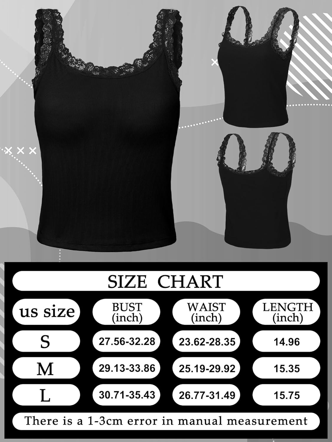 Sintege Women's Lace Patchwork Tank Top Lace Camisole Tank Sleeveless Cami Crop Y2k Tops - Image 4
