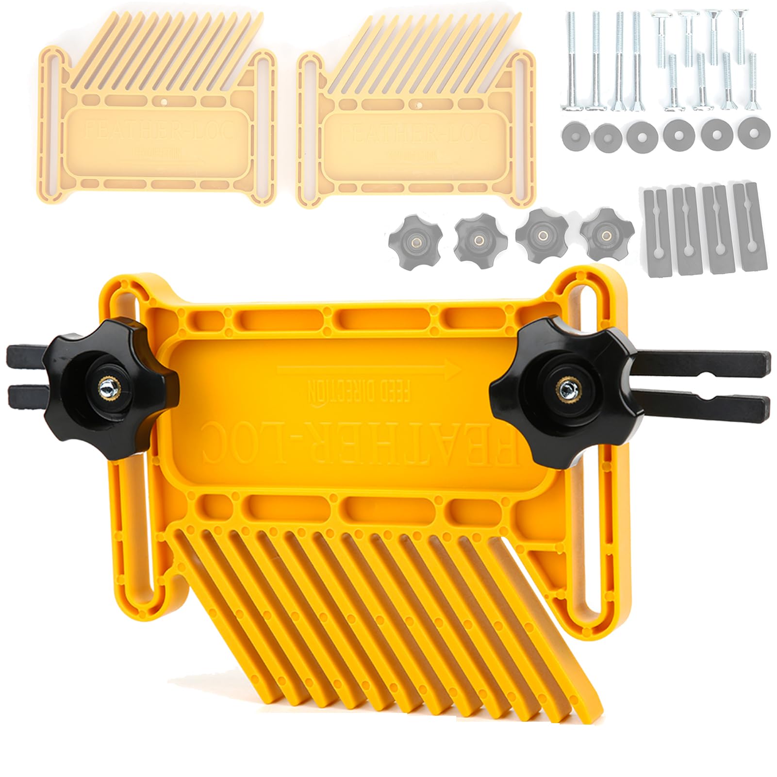 2PCS Woodworking Featherboard Set Yellow Highly Recognizable Aids for Improved Cutting Accuracy and Safety Processing Adapted to Routers and Table Saws