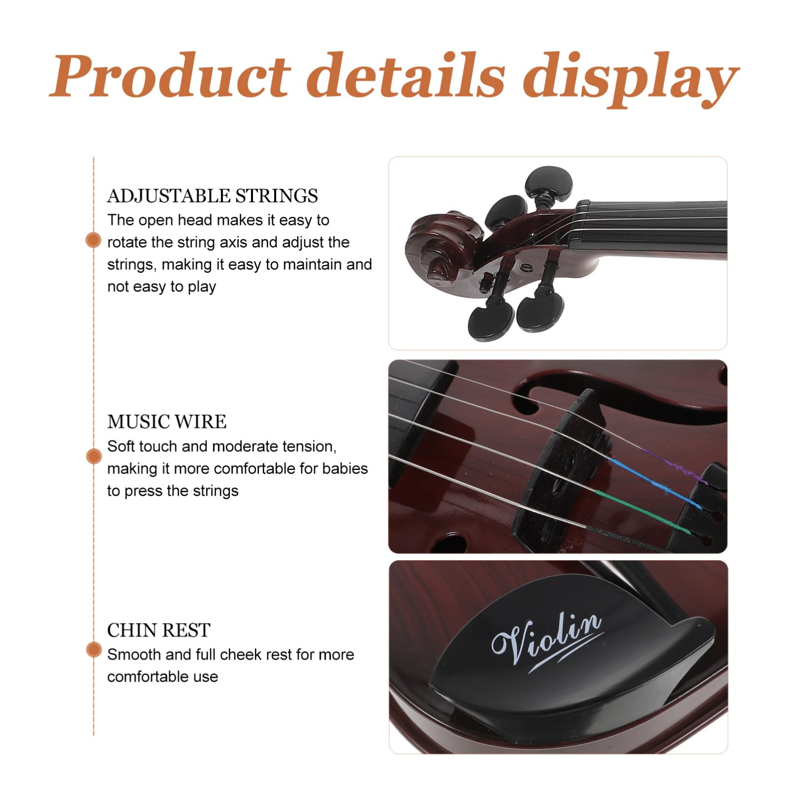 Violino Giocattolo Musicale per Bambini Marrone in Plastico | Forma Mini, Stile Piccolo e Delicato, Regalo per Compleanno, Strumento Educativo in Miniatura
