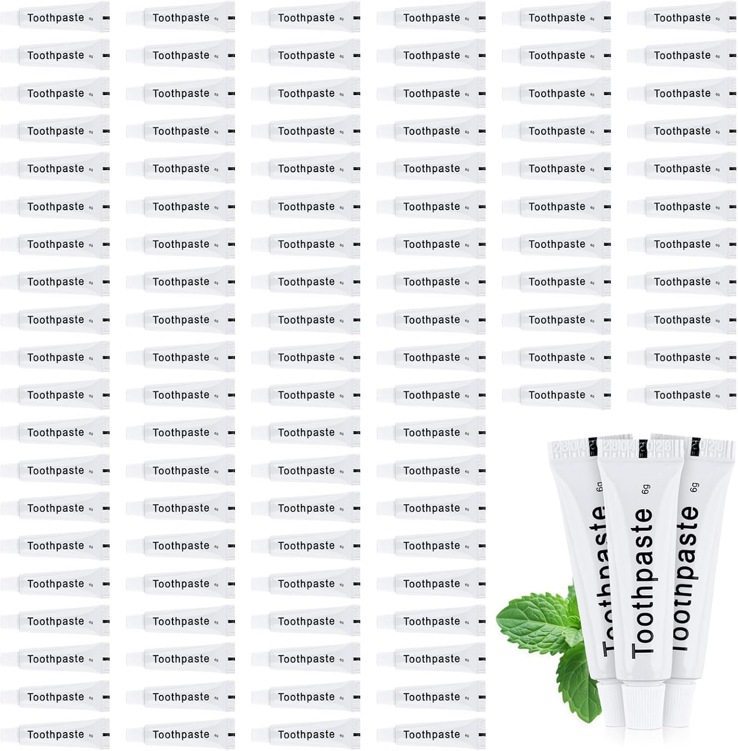Travel Toothpaste Bulk, 6g/0.21oz White Disposable Toothpaste Suitable for Hotels, Camping, Guests, Homeless People, and Charitable Organizations (300-PACK)