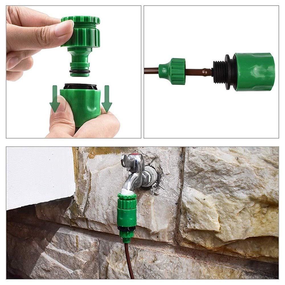 Equipos de riego automático Kits de Herramientas de riego Sistema de riego automático por Goteo 15M Manguera de jardín Planta de riego por Goteo de reparación con goteros Ajustables