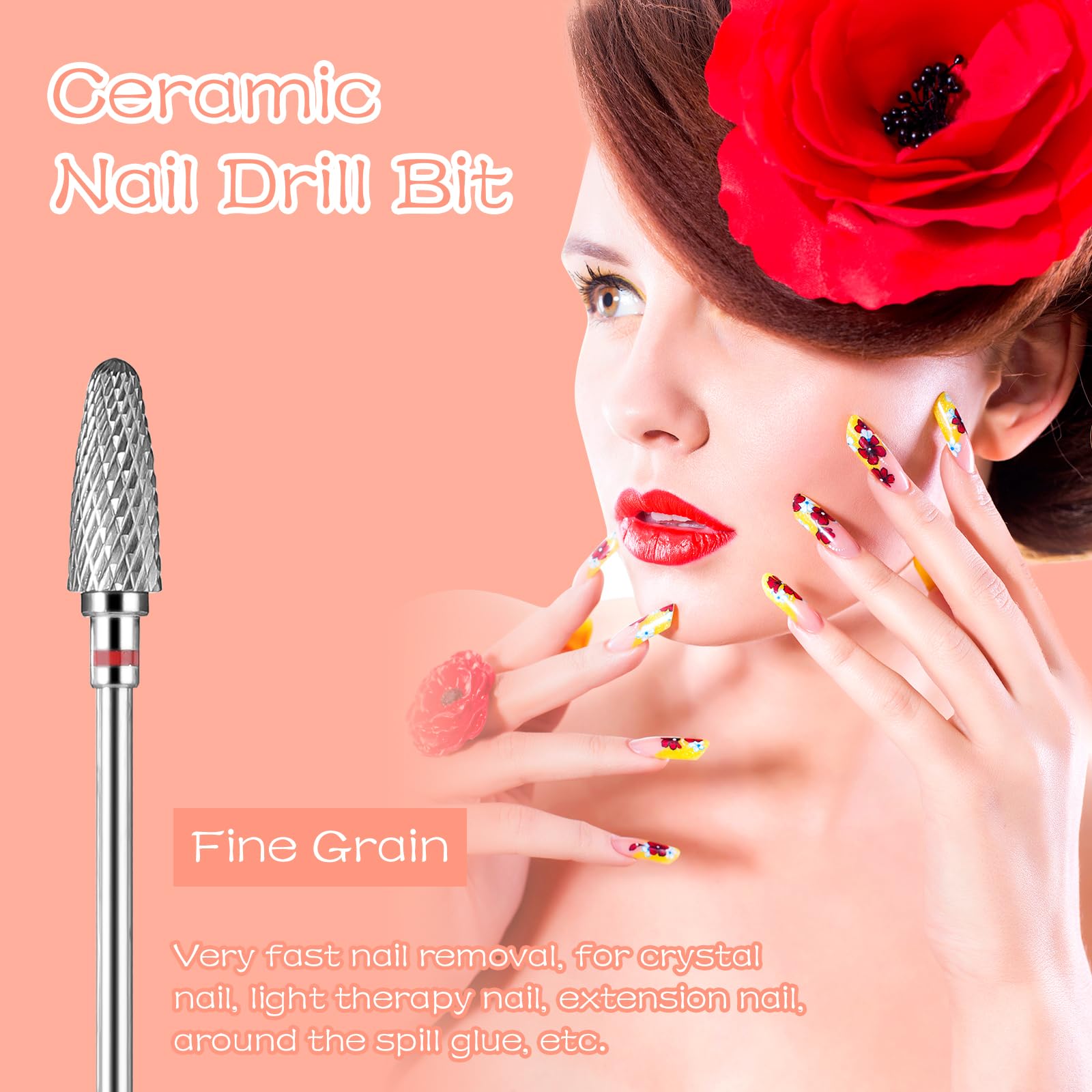 Gjinxi 2 punte per fresa per unghie, in acciaio al tungsteno, 3/32", punta per cuticole, punte abrasive, lima per unghie, punta per la rimozione di unghie in gel, acrilico, manicure, pedicure