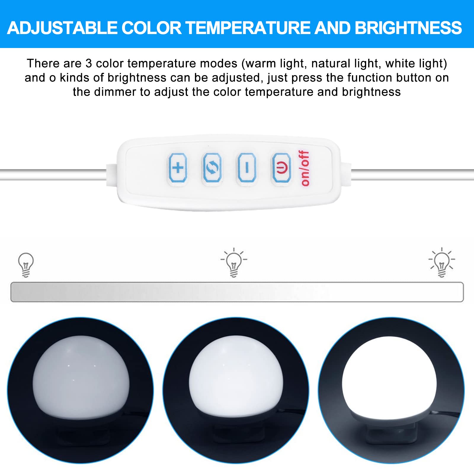 YOYIAG LED Vanity Mirror Lights: Vanity Lights for Mirror with 14 Dimmable Led Light Bulbs 3 Color Modes - Image 3
