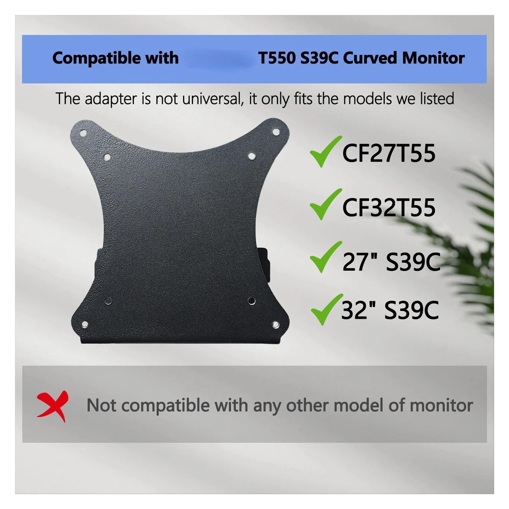 Piastra adattatore for montaggio VESA, compatibile con Samsung, serie S39C T55 T550 da 32"/27" pollici | S39C Wall mounted